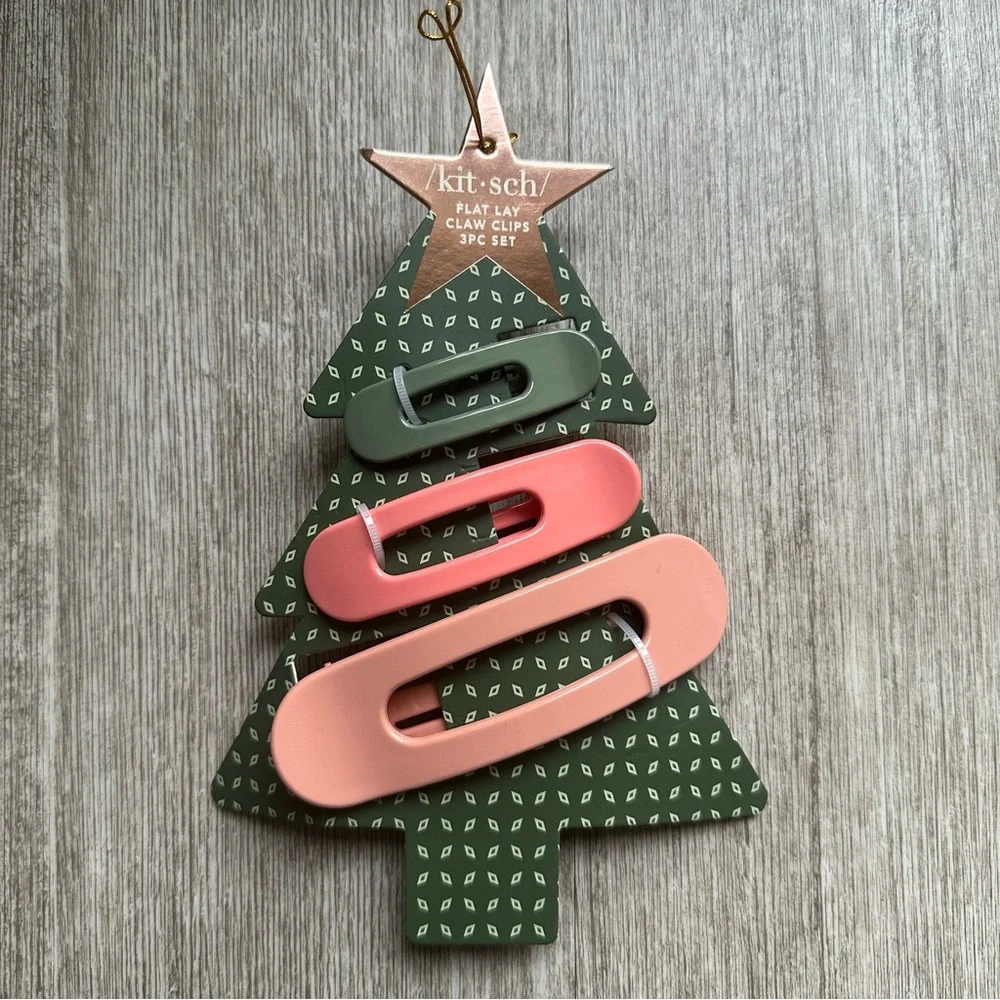 Kitsch Hair Accessory Sets: 3 Flat Lay Claw Clips and 6 Satin Scrunchies - Picture 4 of 5